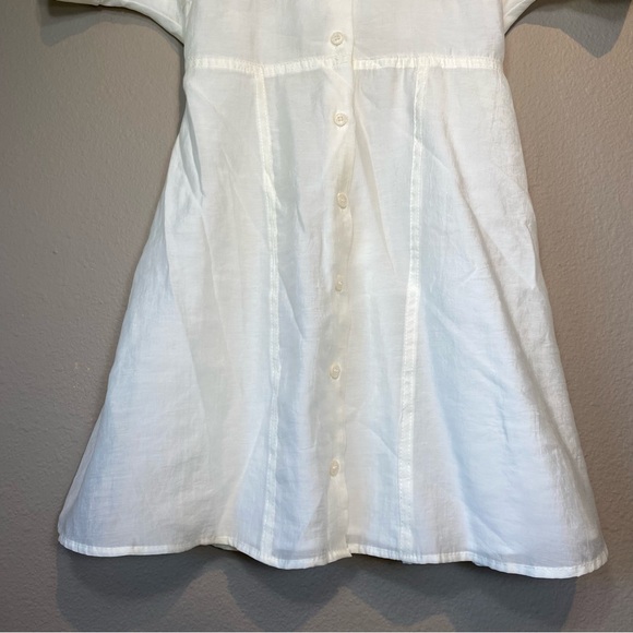 Zara White Wide Short Sleeve Button Down Dress. Size XS - Picture 5 of 17